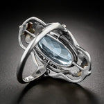 Vintage Aesthetic Flower Design Aquamarine Ring