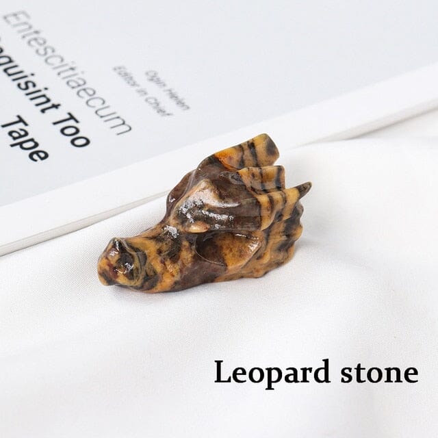 Hand Carved 1pc Healing Crystal Carving Aventurine Quartz Dragon Head FigurineHealing CrystalLeopard stone