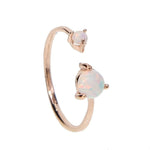 Double Opal Stone Fashion Ring - 100% 925 Sterling SilverResizableRose Gold Color
