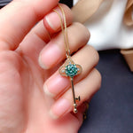 6.5MM Green Moissanite Key 925 Sterling Silver NecklaceNecklace