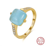 Simple Natural Aquamarine Ring6Gold Color