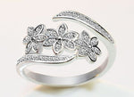 Three Flowers Silver Resizable RingRing