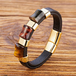 Tiger's Eye Stone Chakra Leather BraceletBracelet