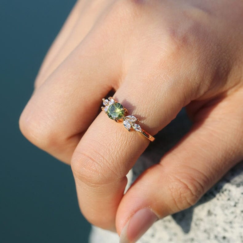 Emerald Zircon Gemstone Silver RingRing