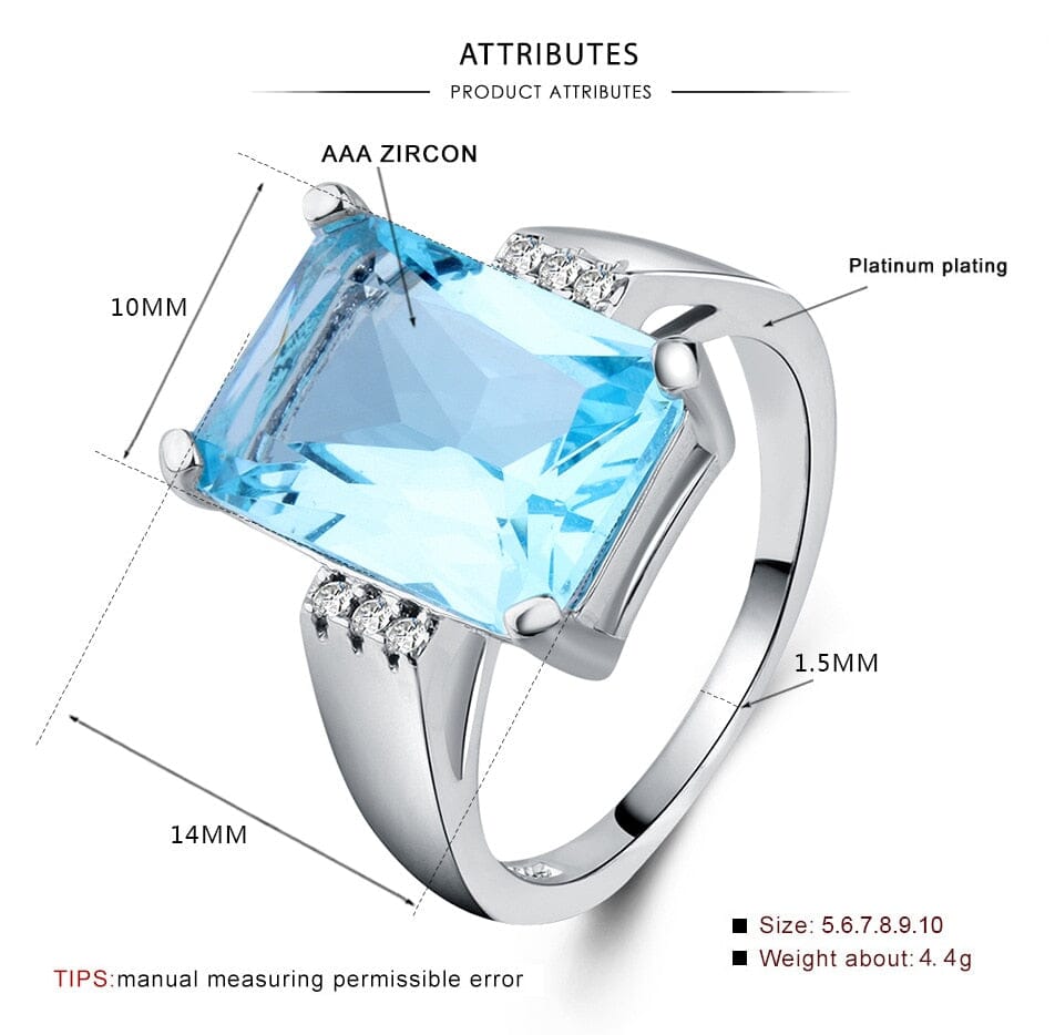 Luxury Created Aquamarine Gemstone Ring