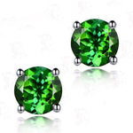 Round Shaped Gemstone Stud EarringsEarringsdark green