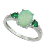 Fire Opal & Emerald Silver RingRing6