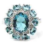 Luxury Jewelry Oval Cut Light Blue Zircon Bridal Ring6light blue