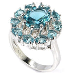 Luxury Jewelry Oval Cut Light Blue Zircon Bridal Ring