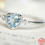 Love Heart Shaped Aquamarine Ring6