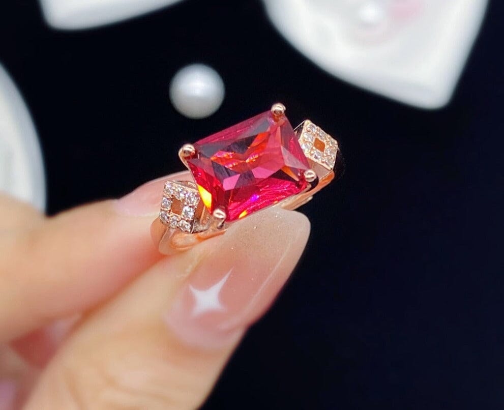 Square Ruby Gemstone Resizable RingRing