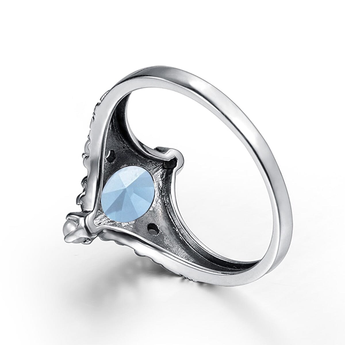 Fresh Water Pearl Oval Shape Aquamarine Gemstone Ring