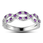 Genuine Amethyst and Zircon Ring - 925 Sterling SilverRing8