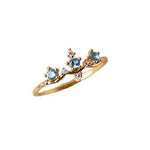 Aquamarine Retro Small Crown Ladies Elegant Ring