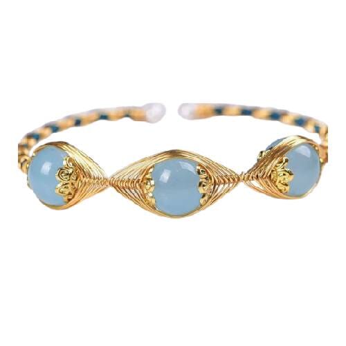 Unique Design Aquamarine Beaded Bracelet