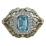 Princess Cut Light Blue Aquamarine Zircon Ring