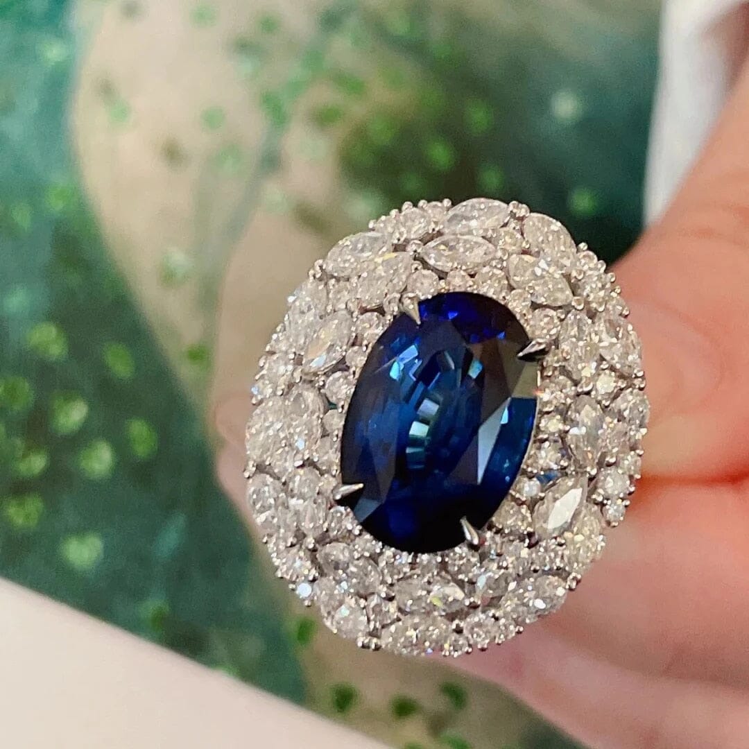Oversized Luxury Oval Blue Sapphire RingRing