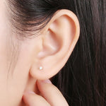 Single Diamond Stud Earrings - 925 Sterling SilverEarrings