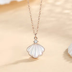 925 Sterling Silver Puka Shell Pendant NecklaceNecklacestyle 3 rose gold45cm