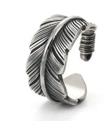 Geometric Feathers Silver RingsRingDark