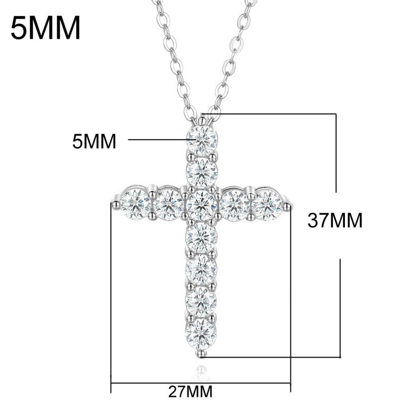 Moissanite Cross Pendant Necklace 925 Sterling SilverNecklace5MM