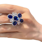 Huge Flower Sapphire Resizable RingRing