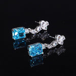 Diamond Radiant Cut Aquamarine Drop Earrings