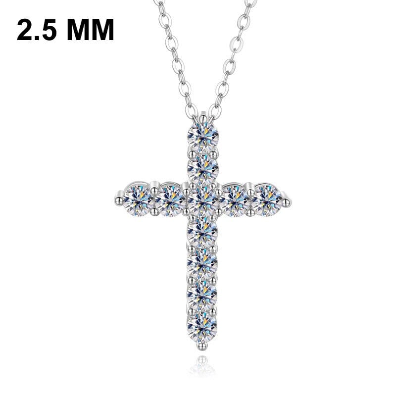 Moissanite Cross Pendant Necklace 925 Sterling SilverNecklace2.5MM