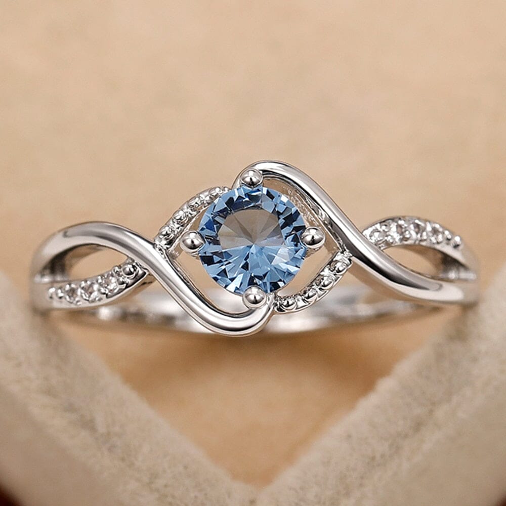 Charming Blue Cubic Zirconia Unique Design Ring6F1786