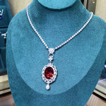 Ruby Diamond Cross Pendant 925 Sterling Silver NecklaceNecklace