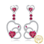 Love Heart Drop Ruby 925 Sterling Silver EarringsEarrings