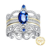 2 Pcs Oval 2.8ct Sapphire 925 Sterling Silver RingsRing5