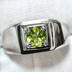 Natural Green Peridot Men Ring 925 Silver Well Polished 5.5mm Gemstone06