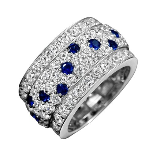 Sapphires and Diamonds 925 Sterling Silver RingRing