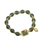 Jade Flower and Gold Leaf Design BraceletBracelet