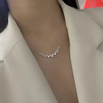 Crystal Clavicle Chain Diamond Pendant Silver NecklaceNecklace
