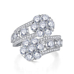 Sparkling Intertwined Diamond Flowers 925 Sterling Silver RingRing5