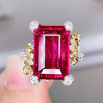 Luxury Vintage 925 Sterling Silver Square Ruby Resizable Rings for Women0