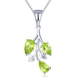 Leaves&Branches Peridot Pendant Solid 925 Sterling Silver Gemstone NecklaceNecklace