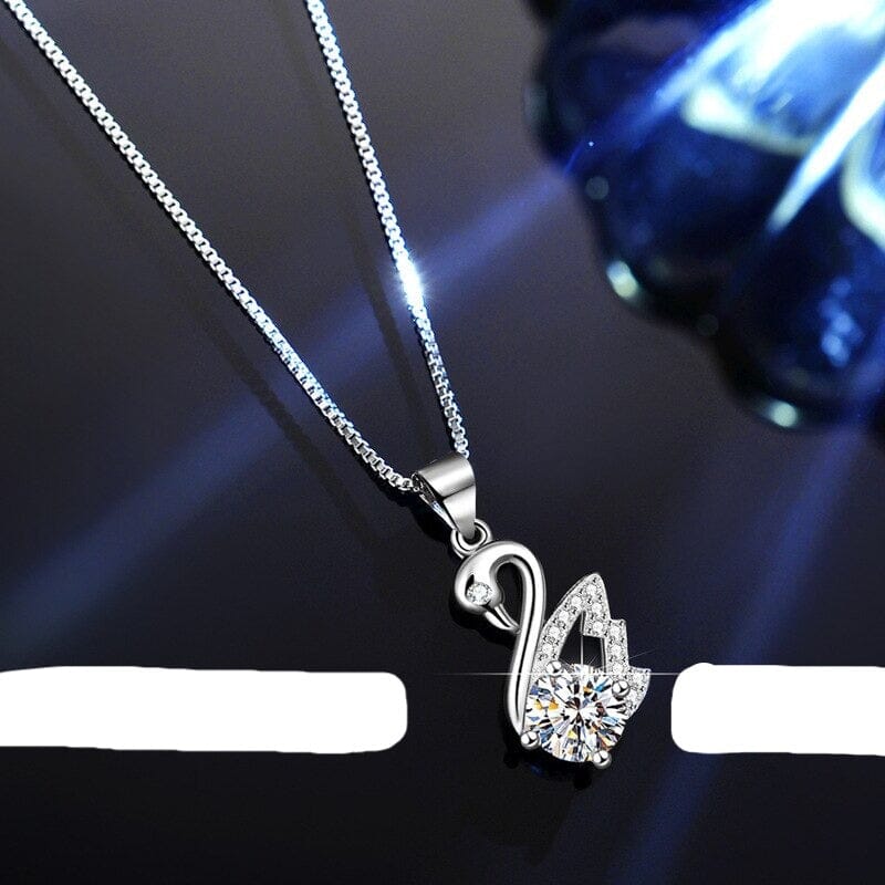 Moissanite Swan Clavicle Chain 925 Sterling Silver NecklaceNecklacezircon