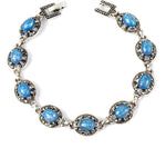 Blue Opal Bracelet Vintage Tibetan Silver Crystal BraceletsBracelet