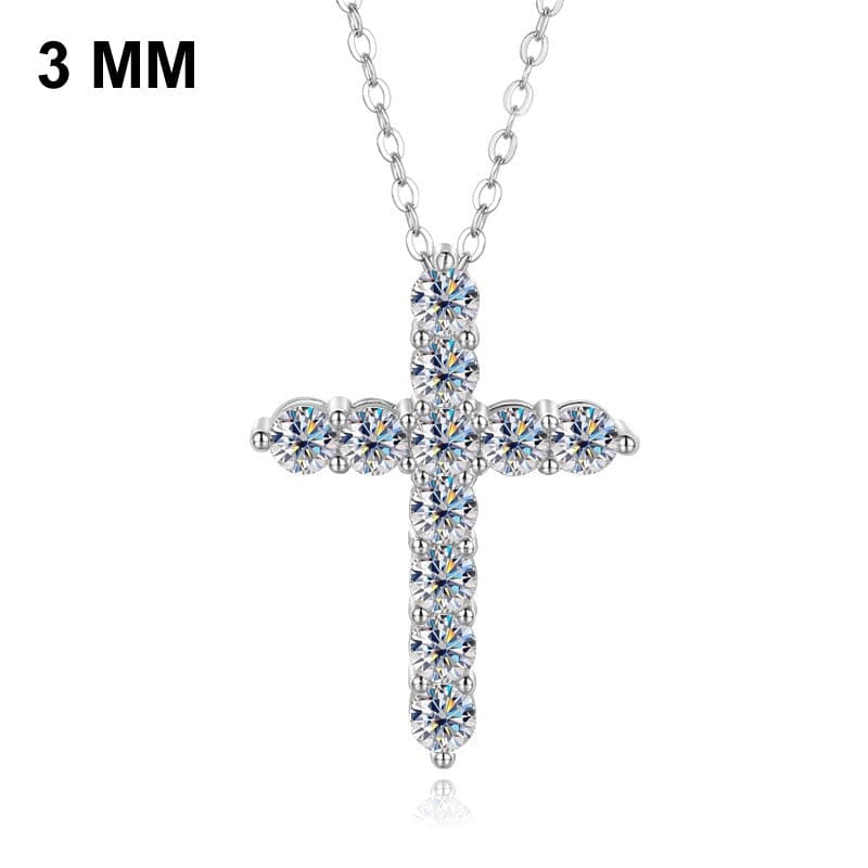 Moissanite Cross Pendant Necklace 925 Sterling SilverNecklace3MM