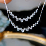Crystal Clavicle Chain Diamond Pendant Silver NecklaceNecklaceStyle 1