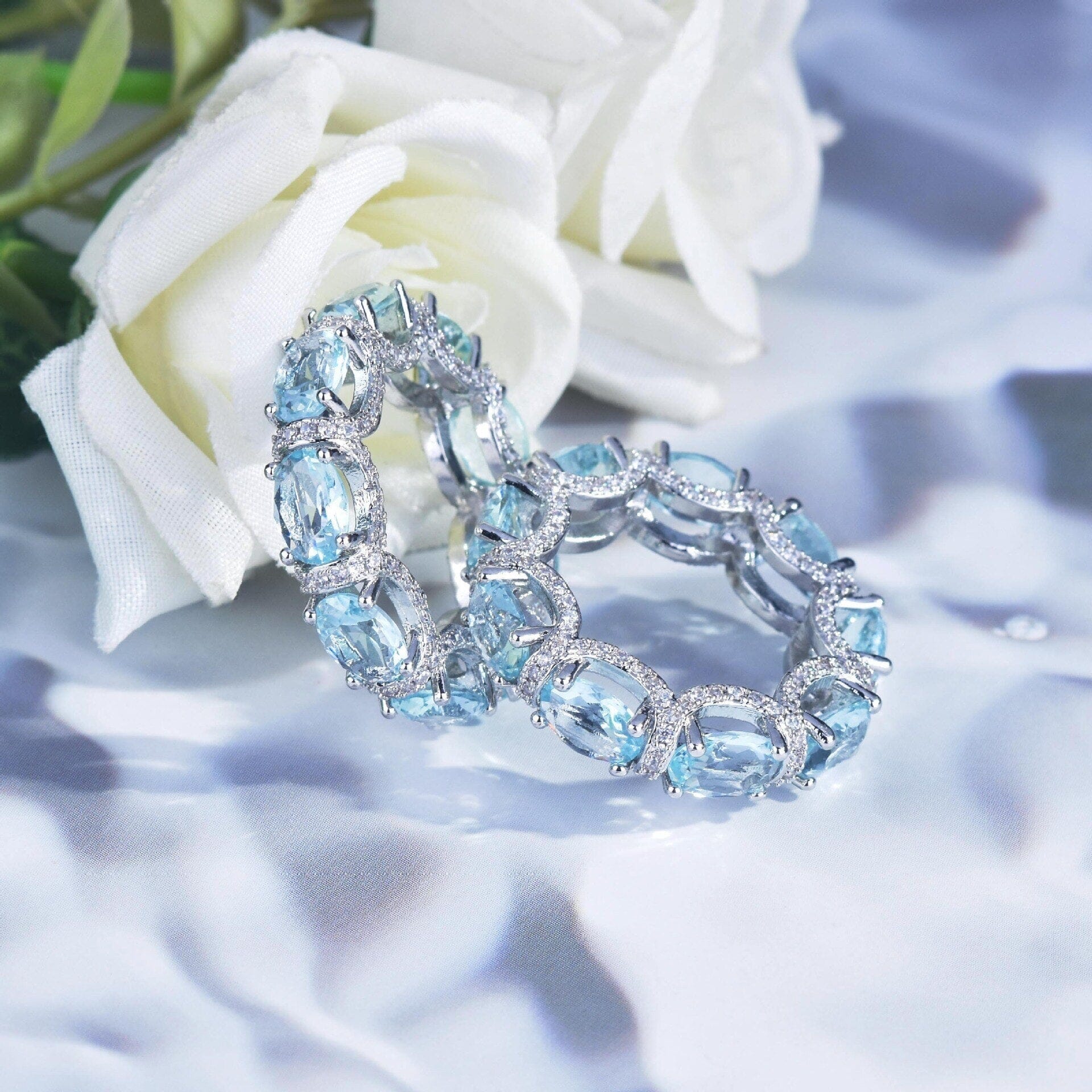Sea Blue Crystal Promise Ring