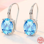 Lovely Blue Crystal Oval Drop EarringsBlue