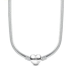 Snake Chain Necklace with Charm BeadsNecklaceSilver Heart45cm