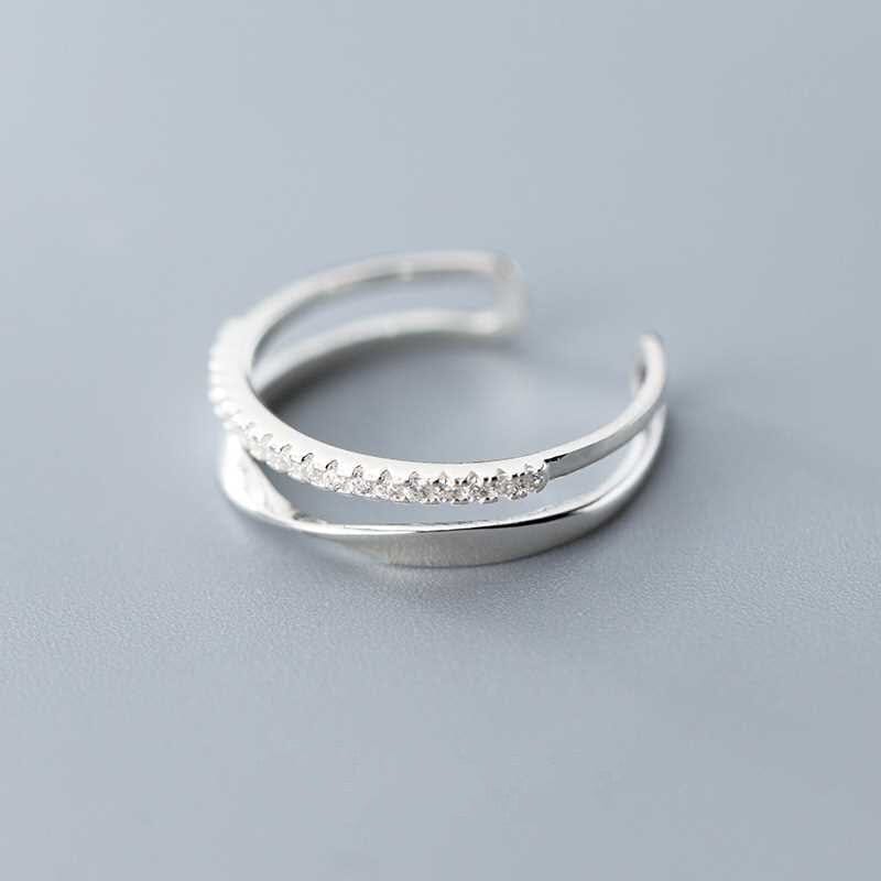 Silver Double Lines Vintage Resizable RingRing