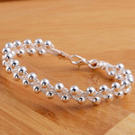 Fine Braided Beads Silver Chain BraceletBracelet