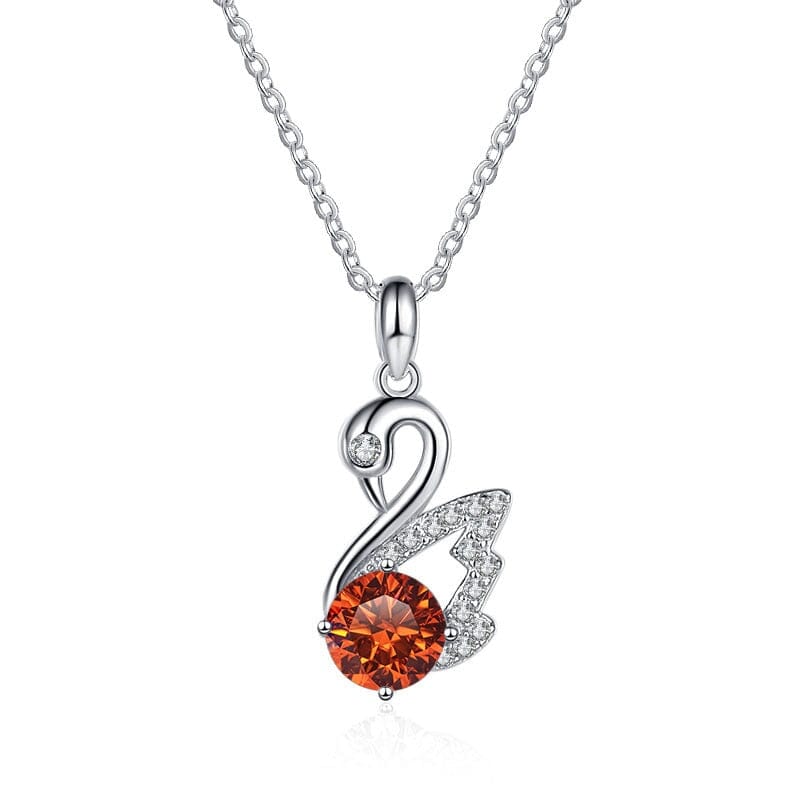 Moissanite Swan Clavicle Chain 925 Sterling Silver NecklaceNecklaceOrange