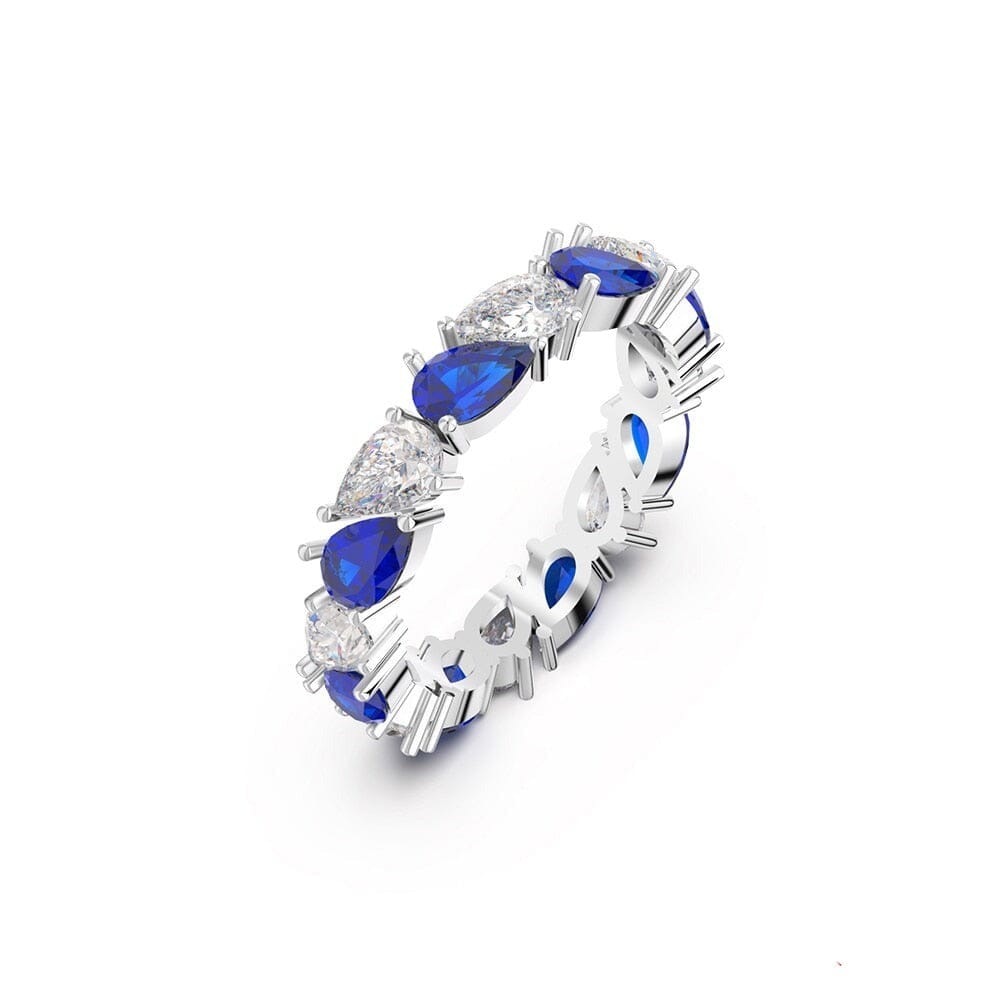 Water Drop Sapphire Silver RingRing6